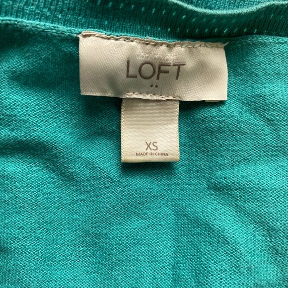 LOFT Turquoise V-Neck Cardigan - Picture 2 of 3